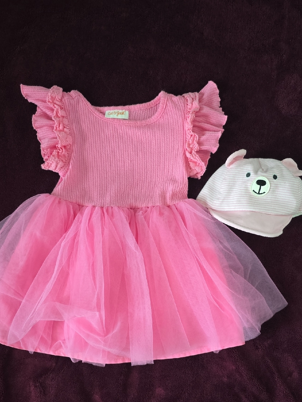 Cat & Jack Pink Tulle Dress with Ruffle Sleeves